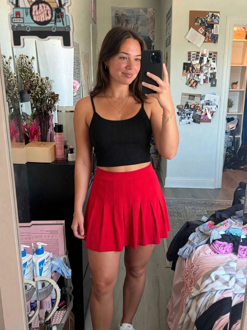 Hot Kiss Bright Red Circle Skater Skirt